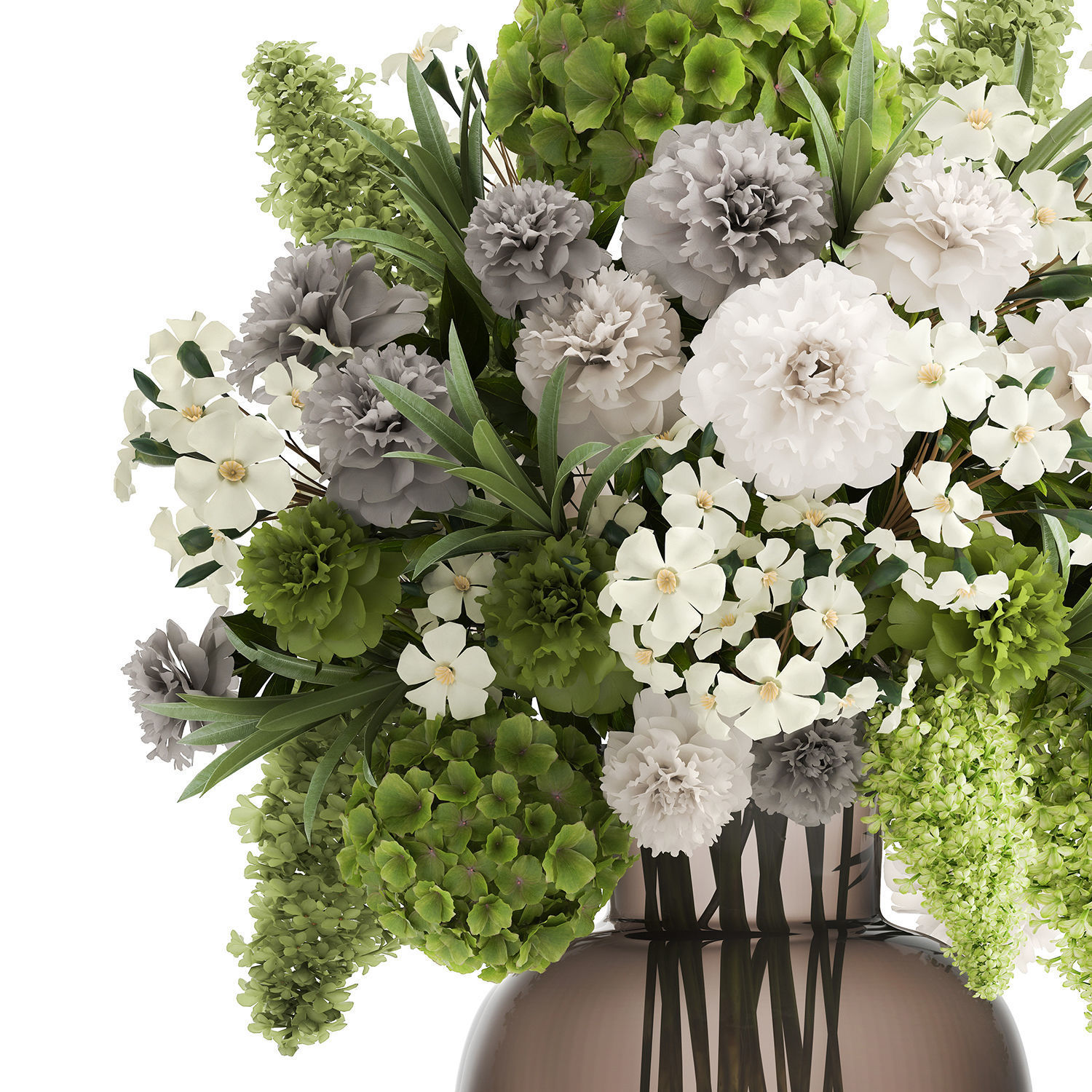 Decorative Bouquet of green flowers in a vase for decor 151 3D model_6