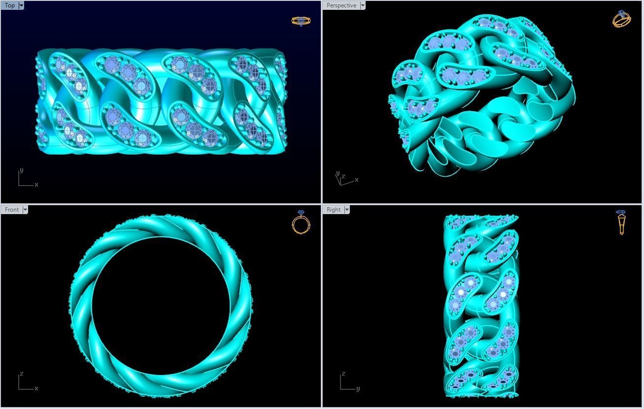 Chain ring - Miami Cuban ring - Link ring - Size 06 3D print model_5