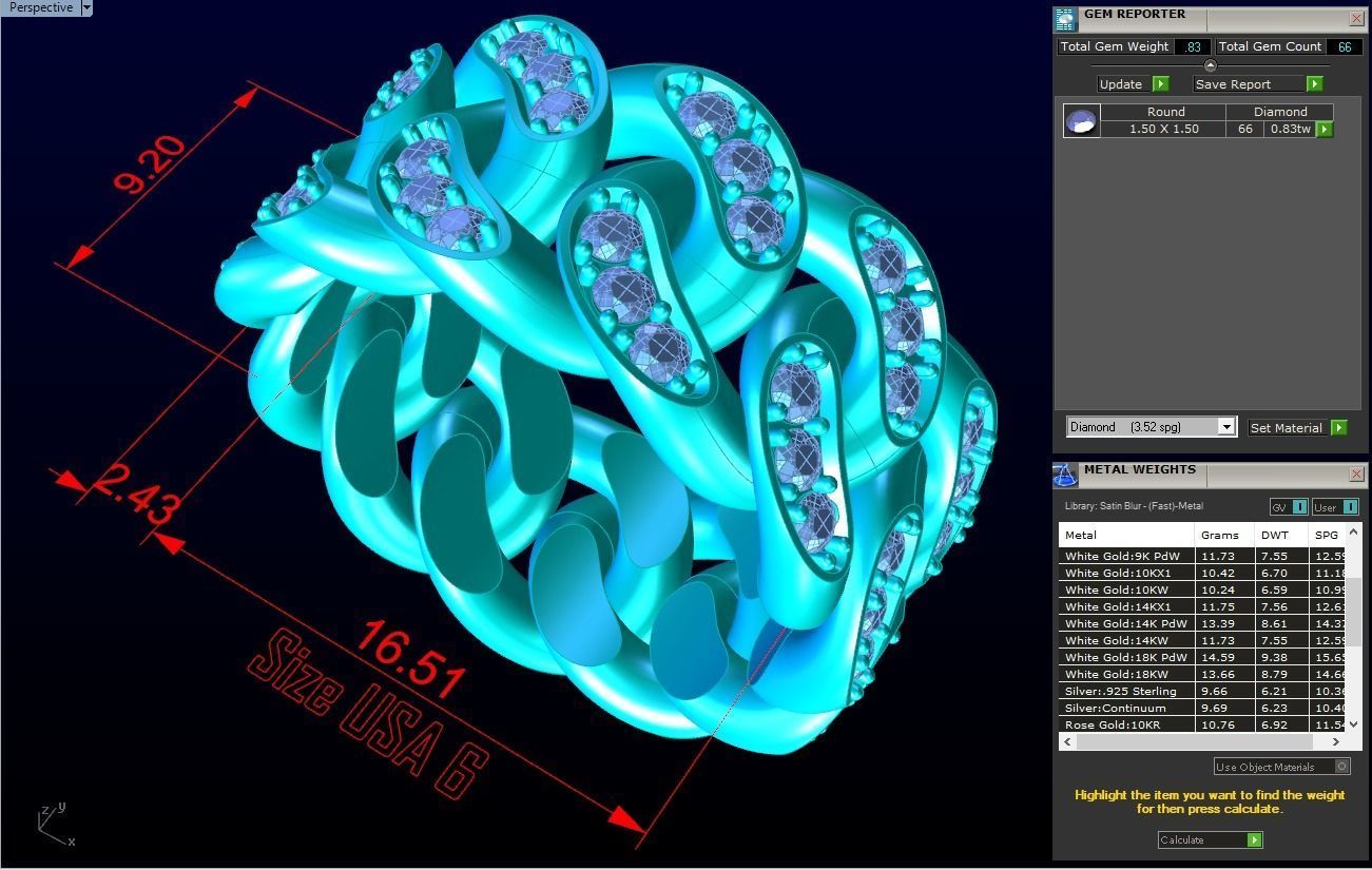Chain ring - Miami Cuban ring - Link ring - Size 06 3D print model_6