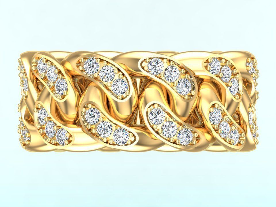 Chain ring - Miami Cuban ring - Link ring - Size 06 3D print model_9