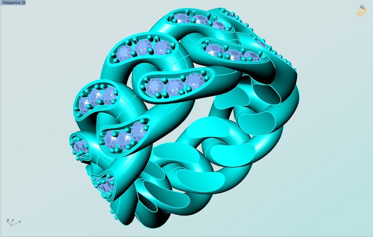 Chain ring - Miami Cuban ring - Link ring - Size 06 3D print model_10