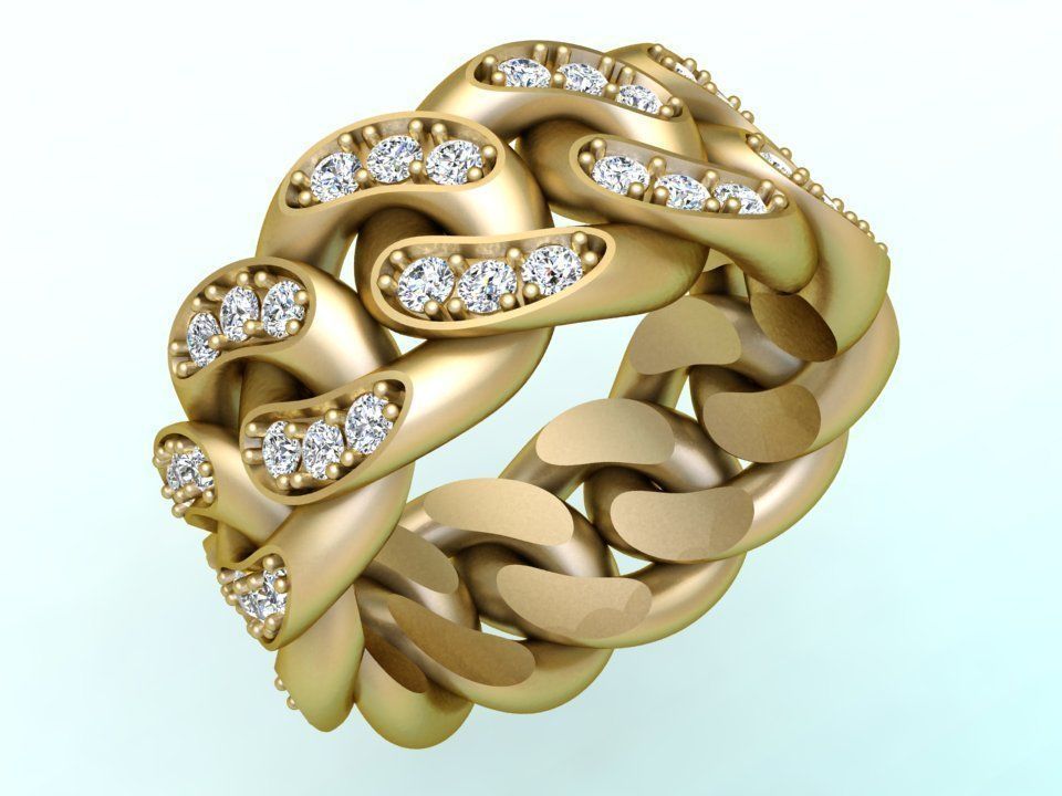 Chain ring - Miami Cuban ring - Link ring - Size 06 3D print model_2