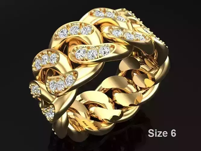 Chain ring - Miami Cuban ring - Link ring - Size 06 3D print model Chain ring - Miami Cuban ring - Link ring - Size 06 3D print model