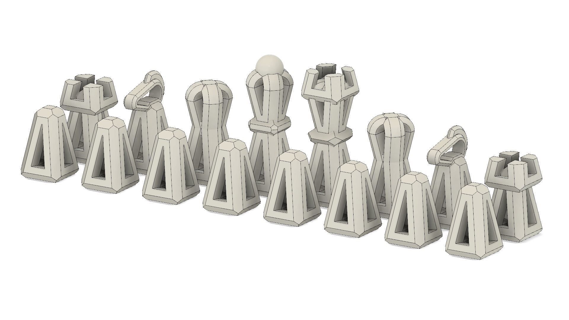Modern Chess Set 3D print model_8