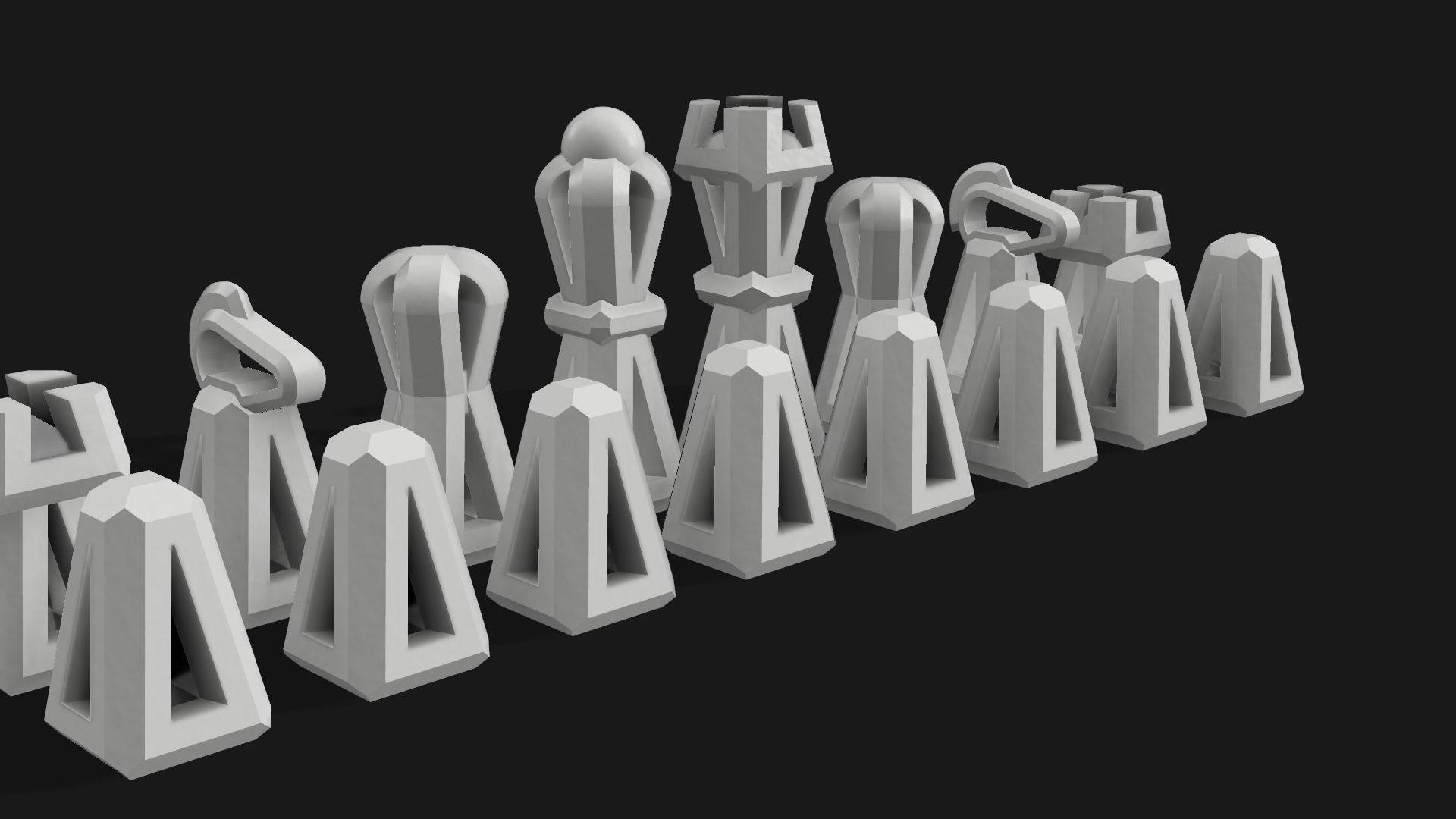 Modern Chess Set 3D print model_7