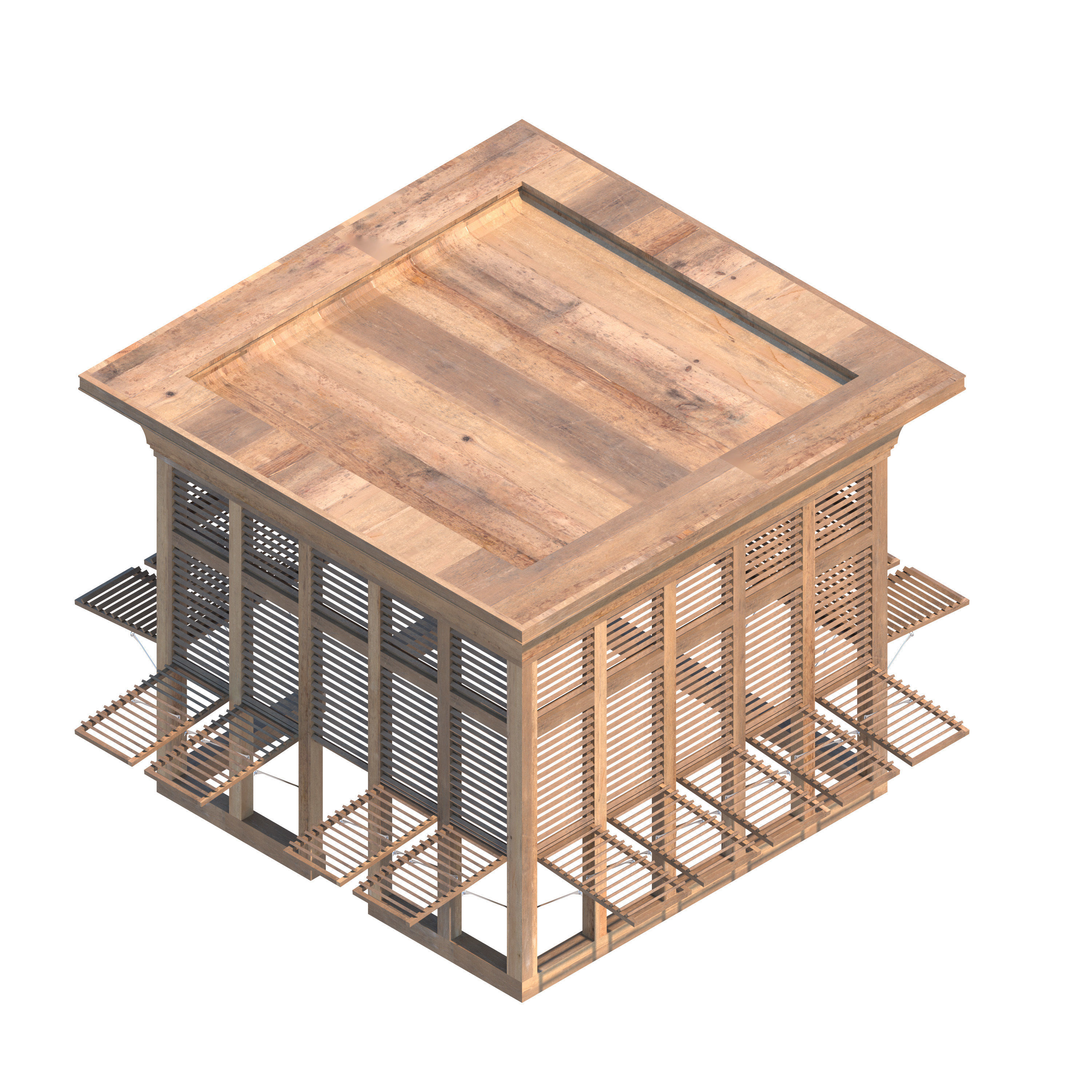 Wood Pergola 3D model_2