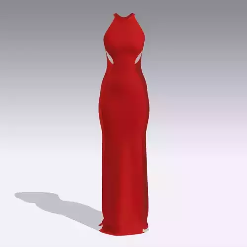 Dress red woman dekolette  trasparent  hourglass long dress 