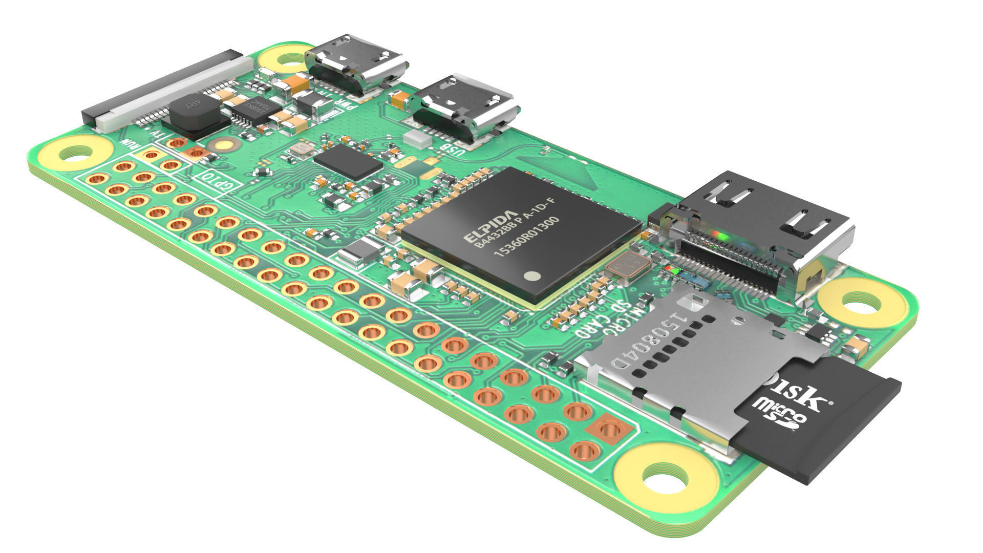 raspberry pi zero w Low-poly 3D model_6