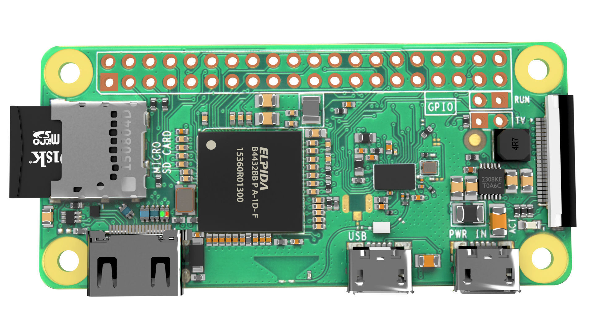 raspberry pi zero w Low-poly 3D model_3