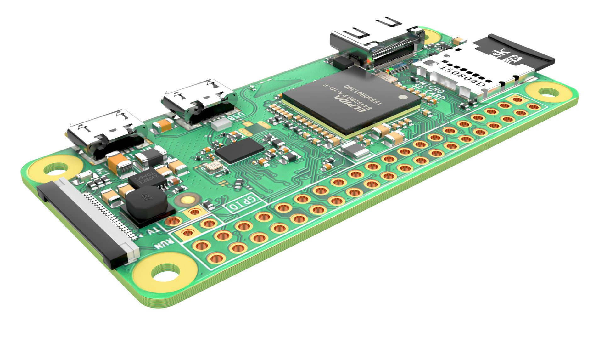 raspberry pi zero w Low-poly 3D model_5