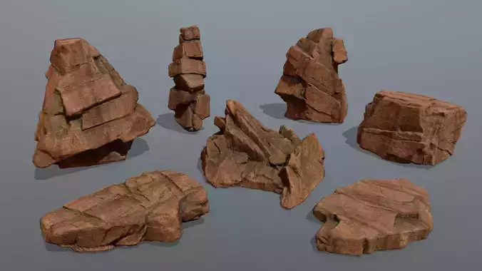 Sandstone Set rock Low-poly 3D model