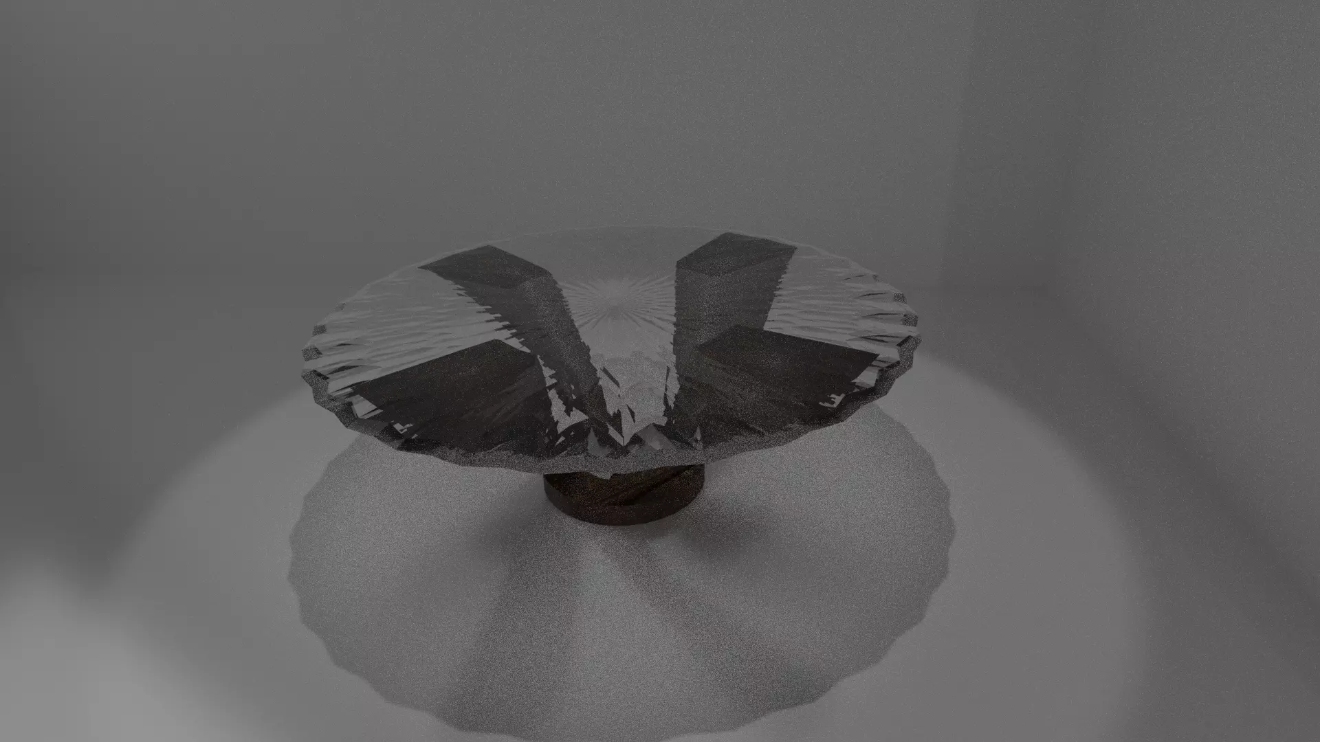 Table wood with glass round top 3D print model