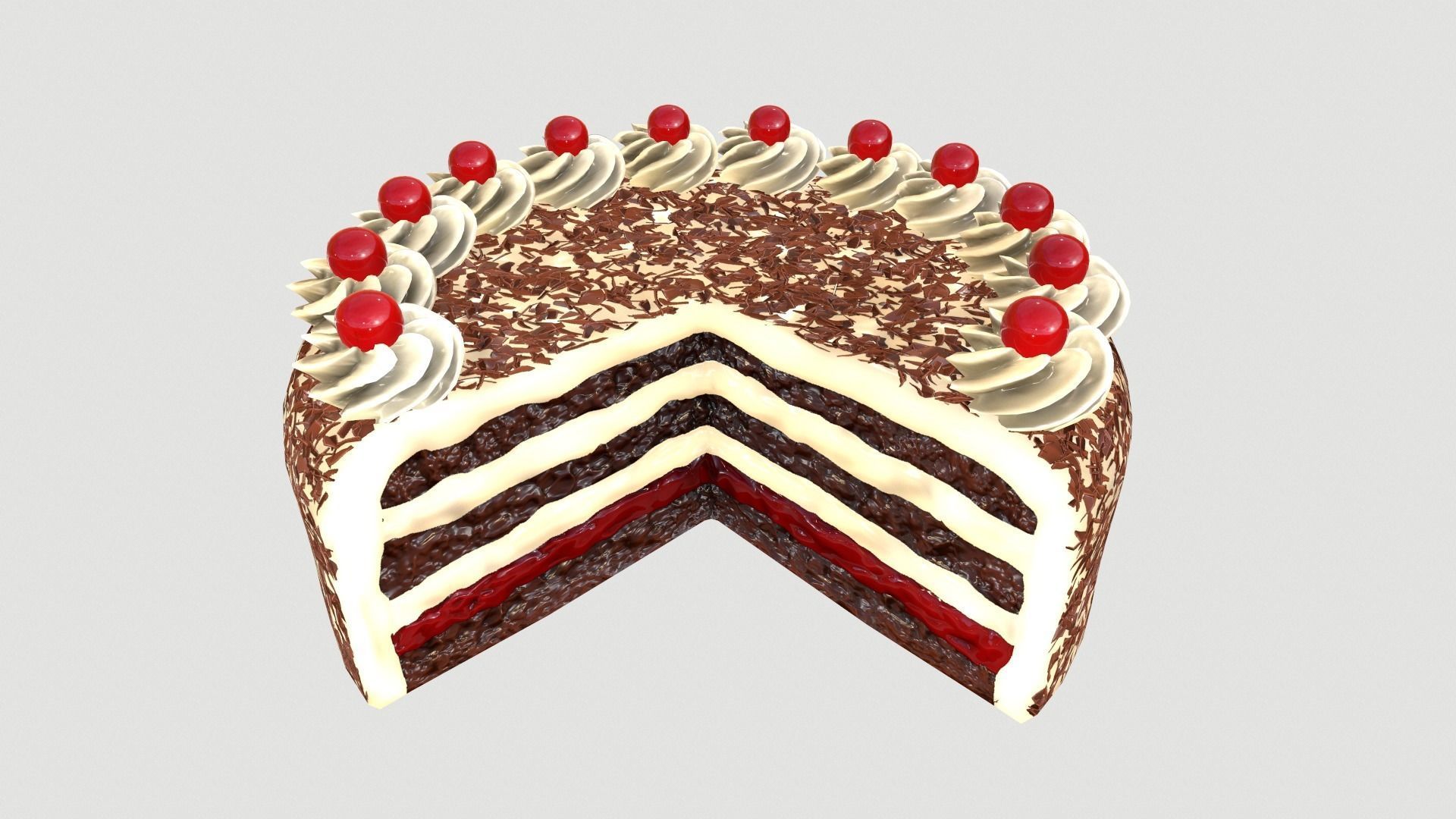 Cake Schwarzwalder Low poly 3D model Low-poly 3D model_9