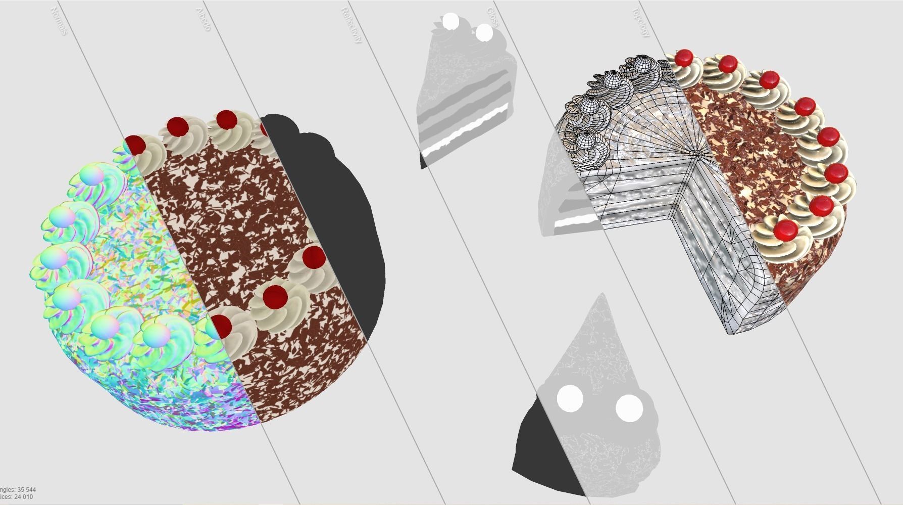 Cake Schwarzwalder Low poly 3D model Low-poly 3D model_12