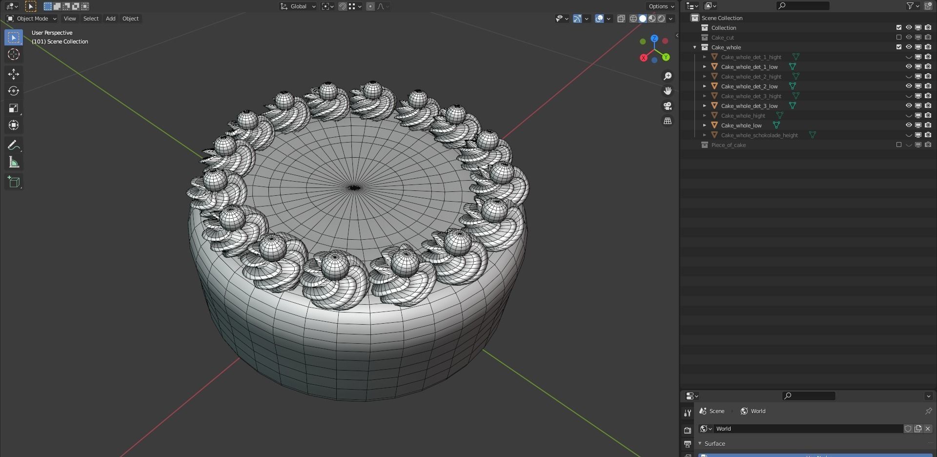 Cake Schwarzwalder Low poly 3D model Low-poly 3D model_16
