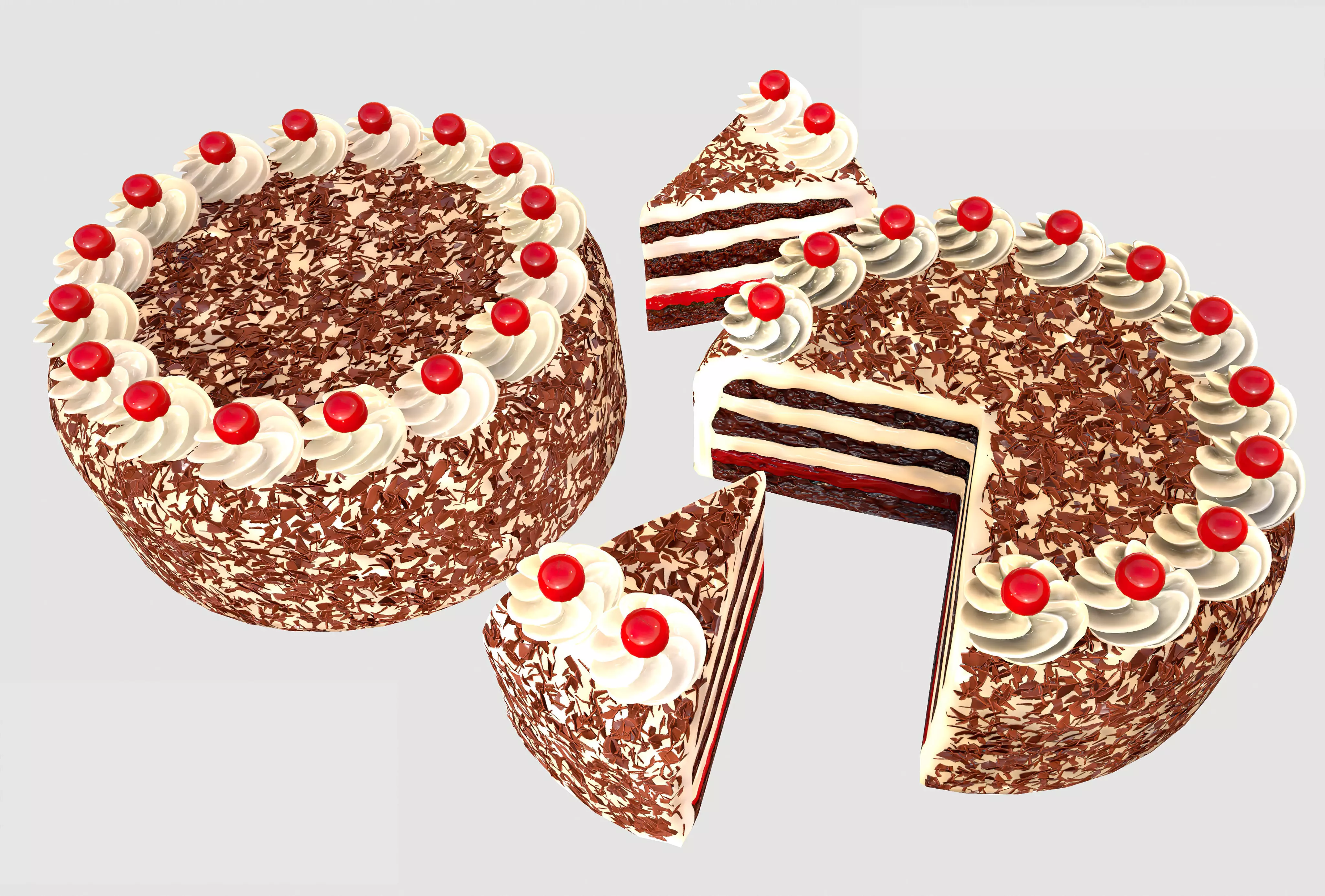 Cake Schwarzwalder Low poly 3D model Low-poly 3D model_0