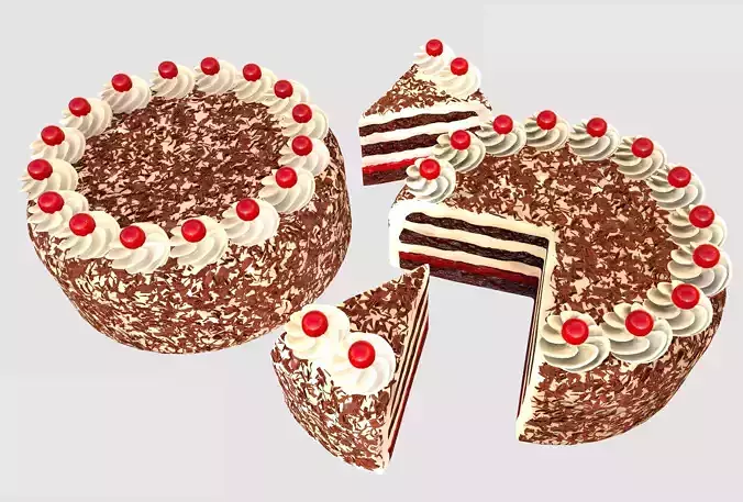 Cake Schwarzwalder Low poly 3D model