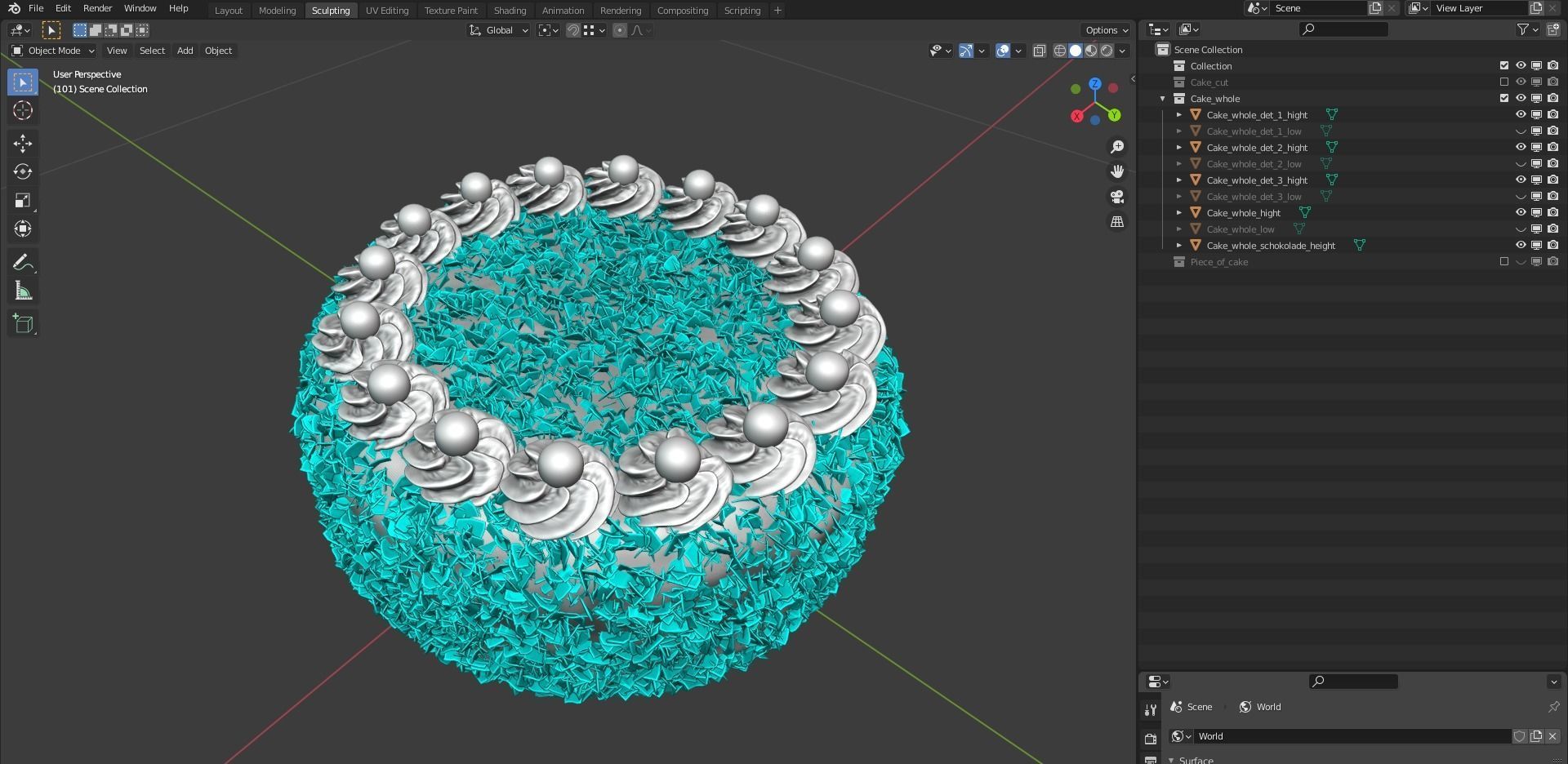 Cake Schwarzwalder Low poly 3D model Low-poly 3D model_15