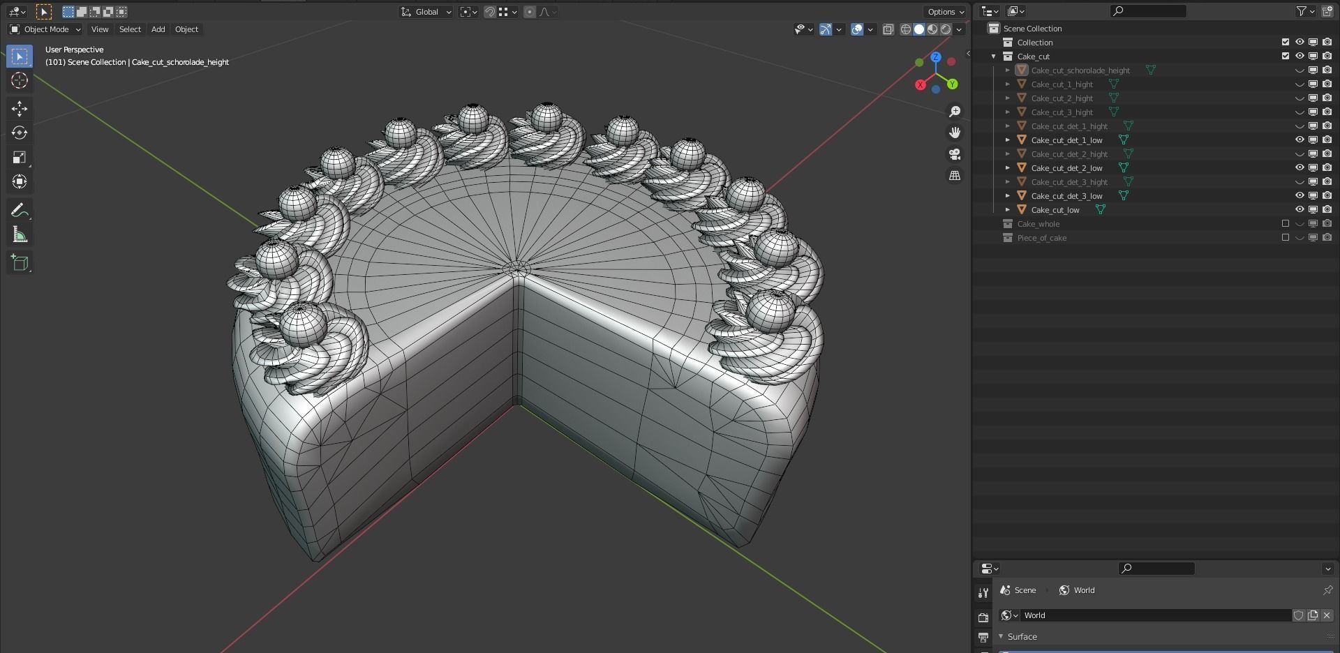Cake Schwarzwalder Low poly 3D model Low-poly 3D model_14