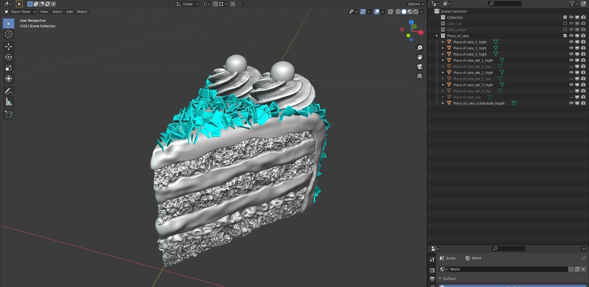 Cake Schwarzwalder Low poly 3D model Low-poly 3D model_17