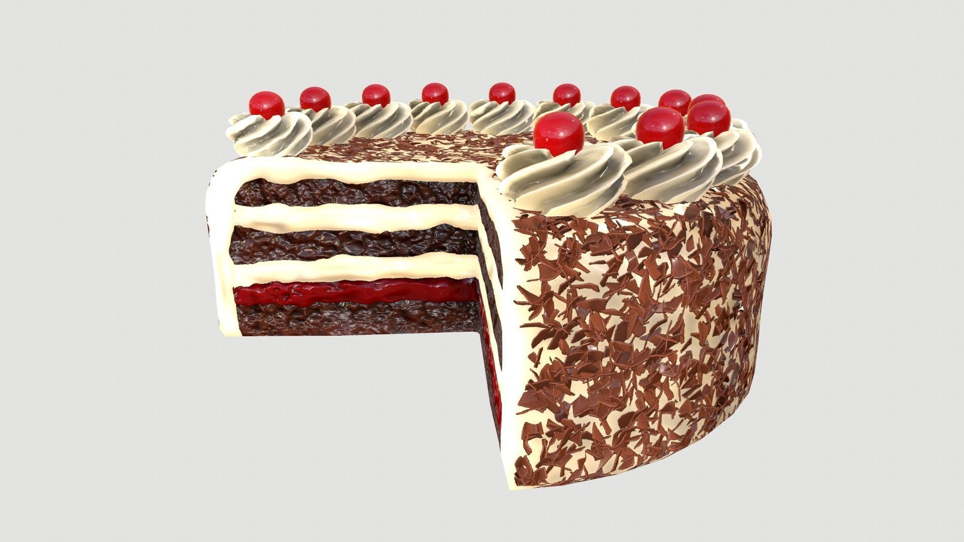 Cake Schwarzwalder Low poly 3D model Low-poly 3D model_10