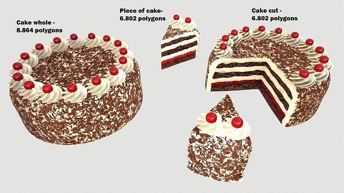 Cake Schwarzwalder Low poly 3D model Low-poly 3D model 3