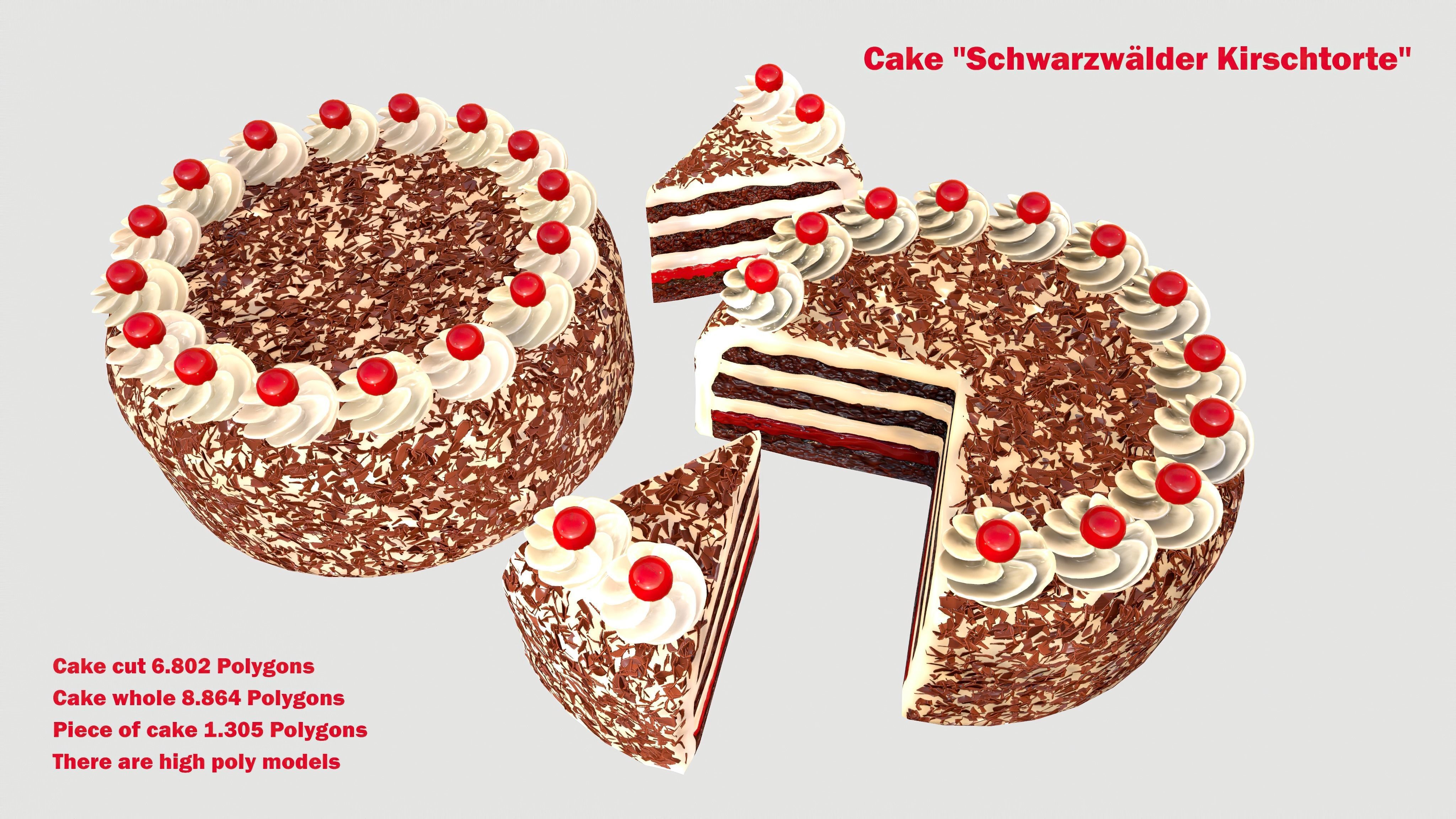 Cake Schwarzwalder Low poly 3D model Low-poly 3D model_2