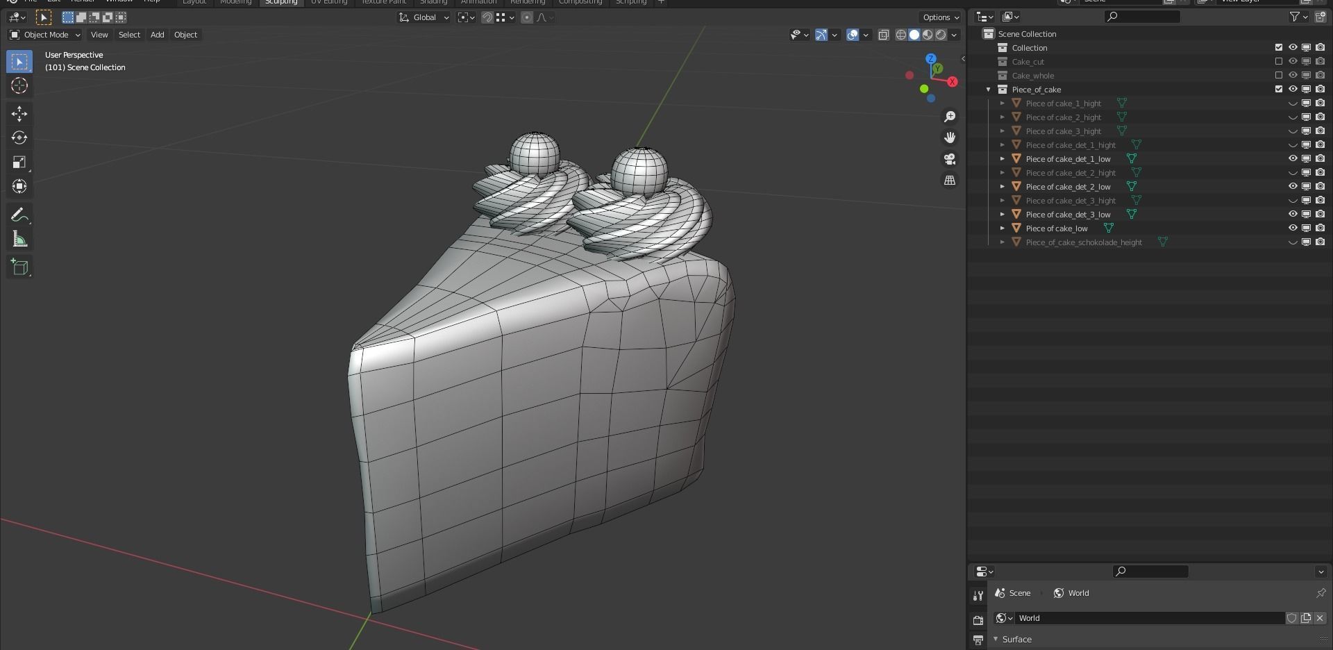 Cake Schwarzwalder Low poly 3D model Low-poly 3D model_18