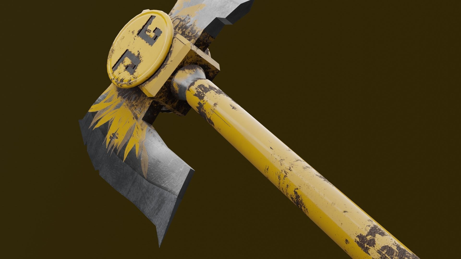 Survivalists axe PBR Low-Poly Game READY -4 sunflower Low-poly 3D model_3
