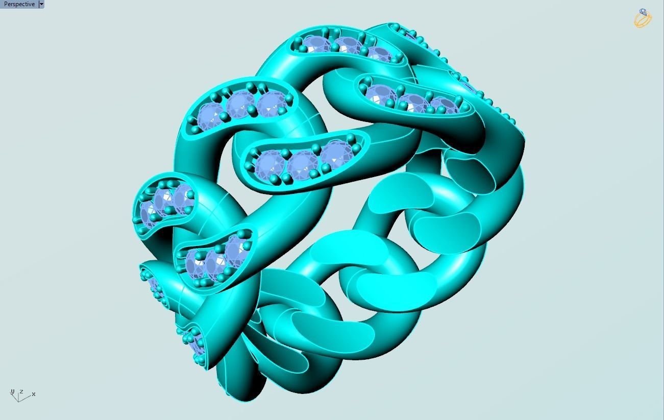 Chain ring - Miami Cuban ring - Link ring - Size 06 3D print model_10