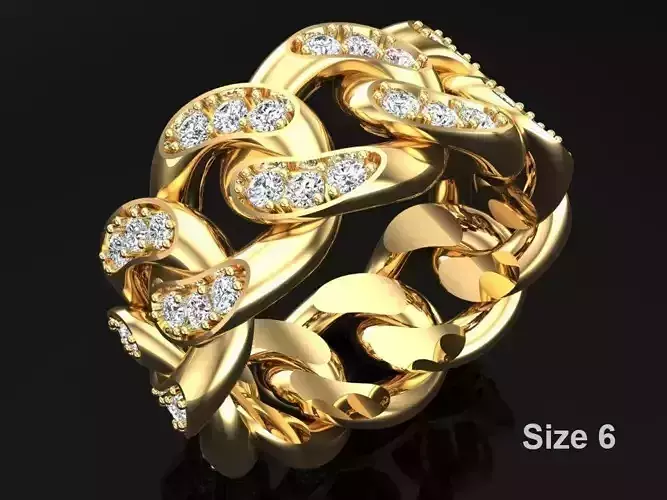 Chain ring - Miami Cuban ring - Link ring - Size 06 3D print model Chain ring - Miami Cuban ring - Link ring - Size 06 3D print model