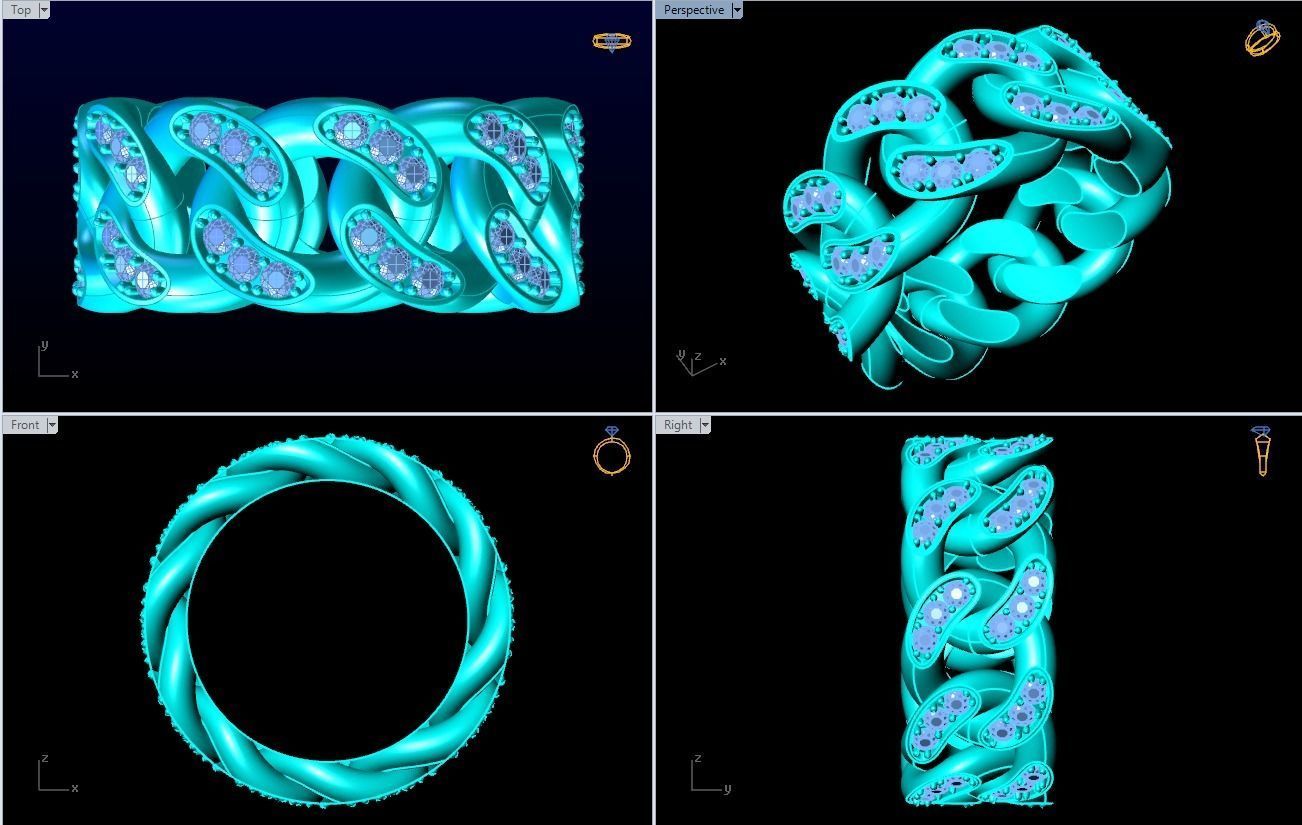 Chain ring - Miami Cuban ring - Link ring - Size 06 3D print model_5