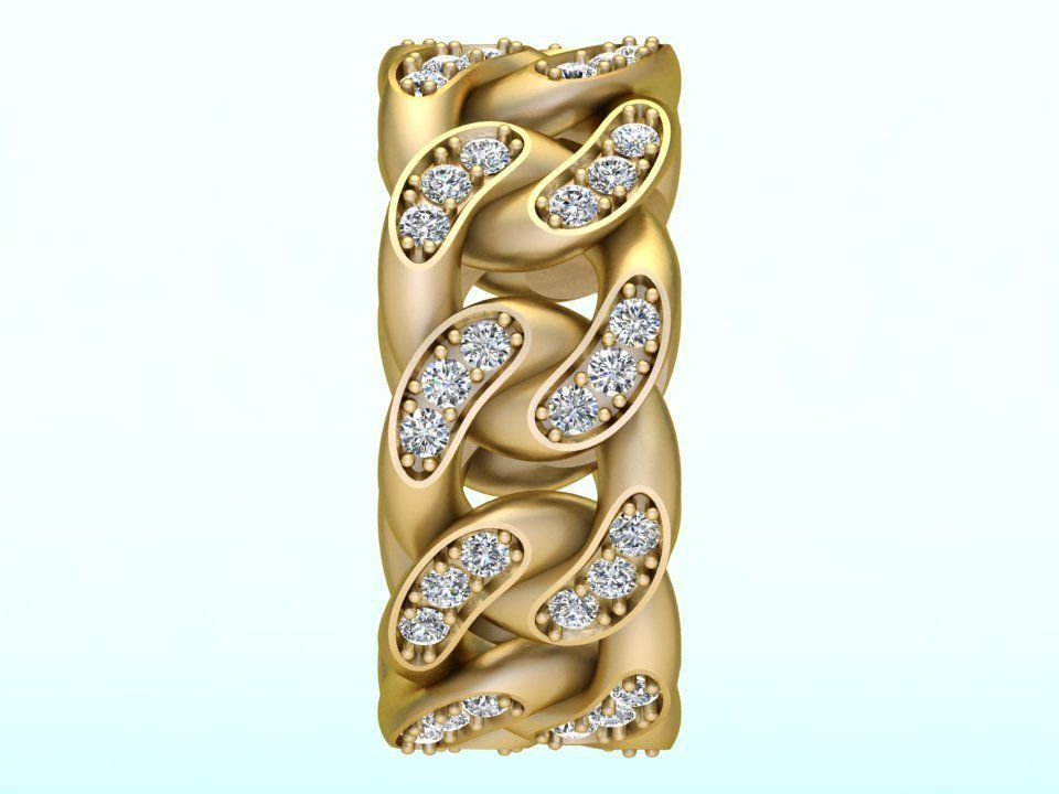 Chain ring - Miami Cuban ring - Link ring - Size 06 3D print model_4