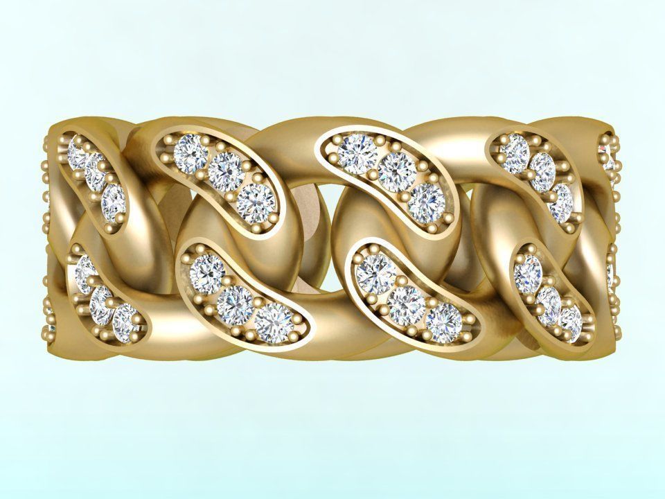 Chain ring - Miami Cuban ring - Link ring - Size 06 3D print model_3