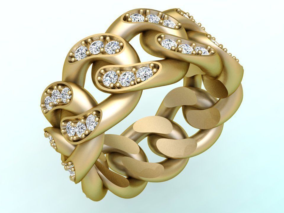 Chain ring - Miami Cuban ring - Link ring - Size 06 3D print model_2