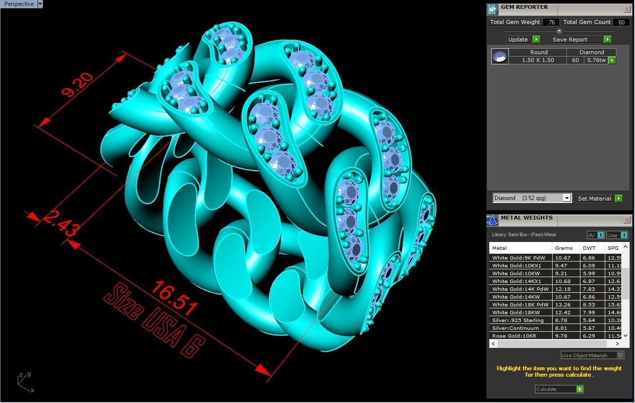 Chain ring - Miami Cuban ring - Link ring - Size 06 3D print model_6