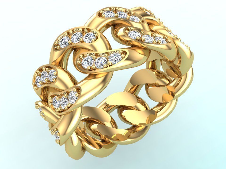 Chain ring - Miami Cuban ring - Link ring - Size 06 3D print model_1