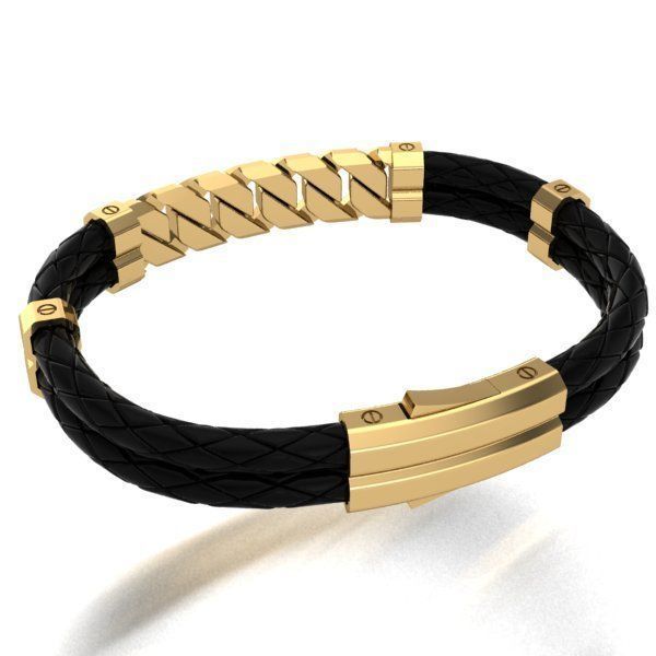 MEN LEATHER BRACELET 3D print model_2
