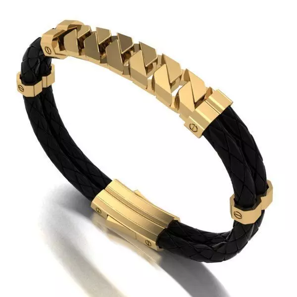 MEN LEATHER BRACELET 3D print model_0