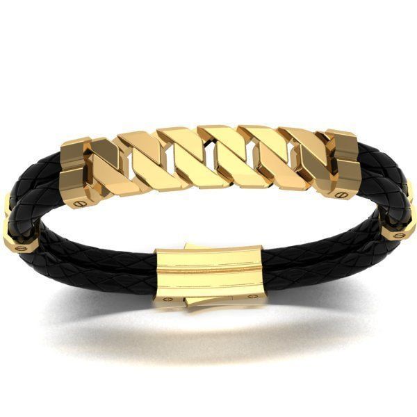 MEN LEATHER BRACELET 3D print model_1