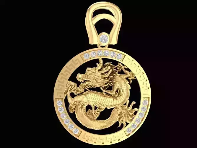 Luxury Chinese Dragon Round Pendant Jewelry  2283