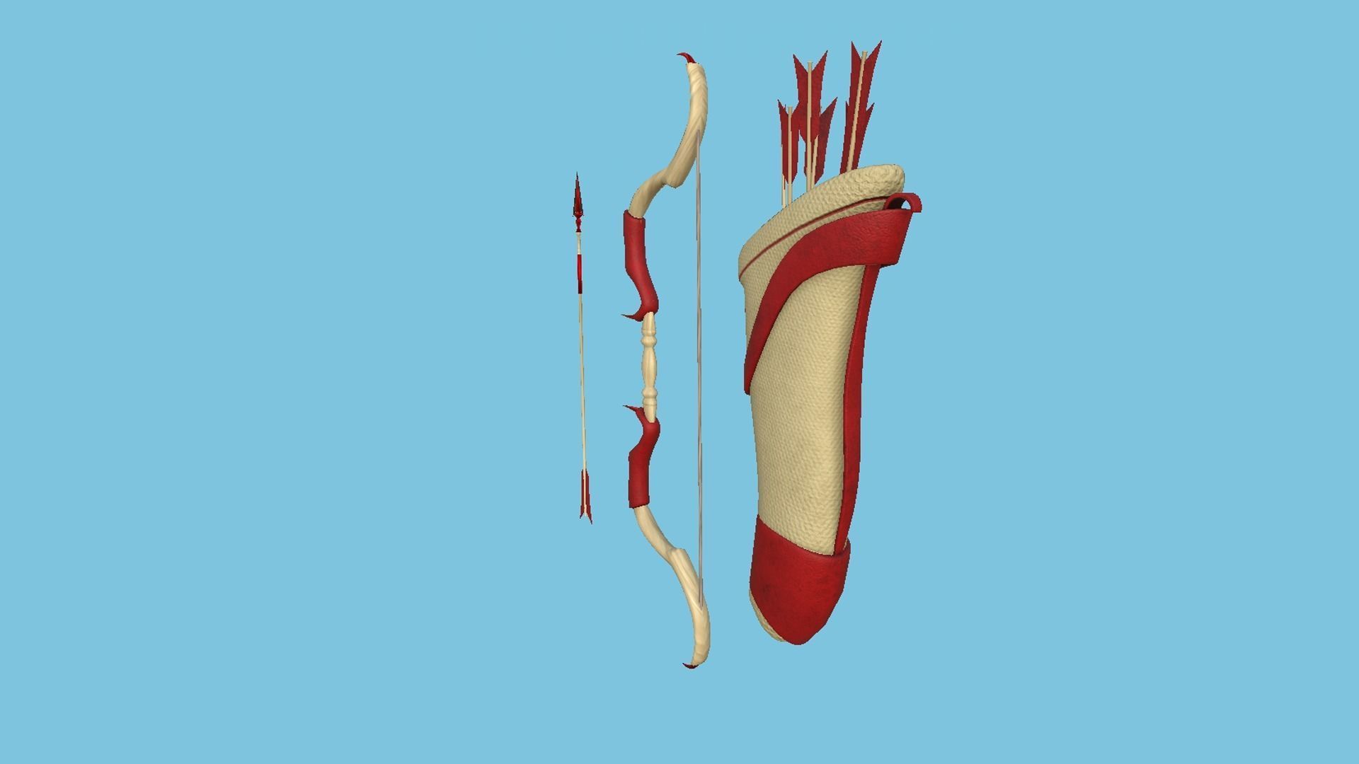 08 Archer Bow Set - Quiver Fantasy Weaponry 3D Model Collection_30