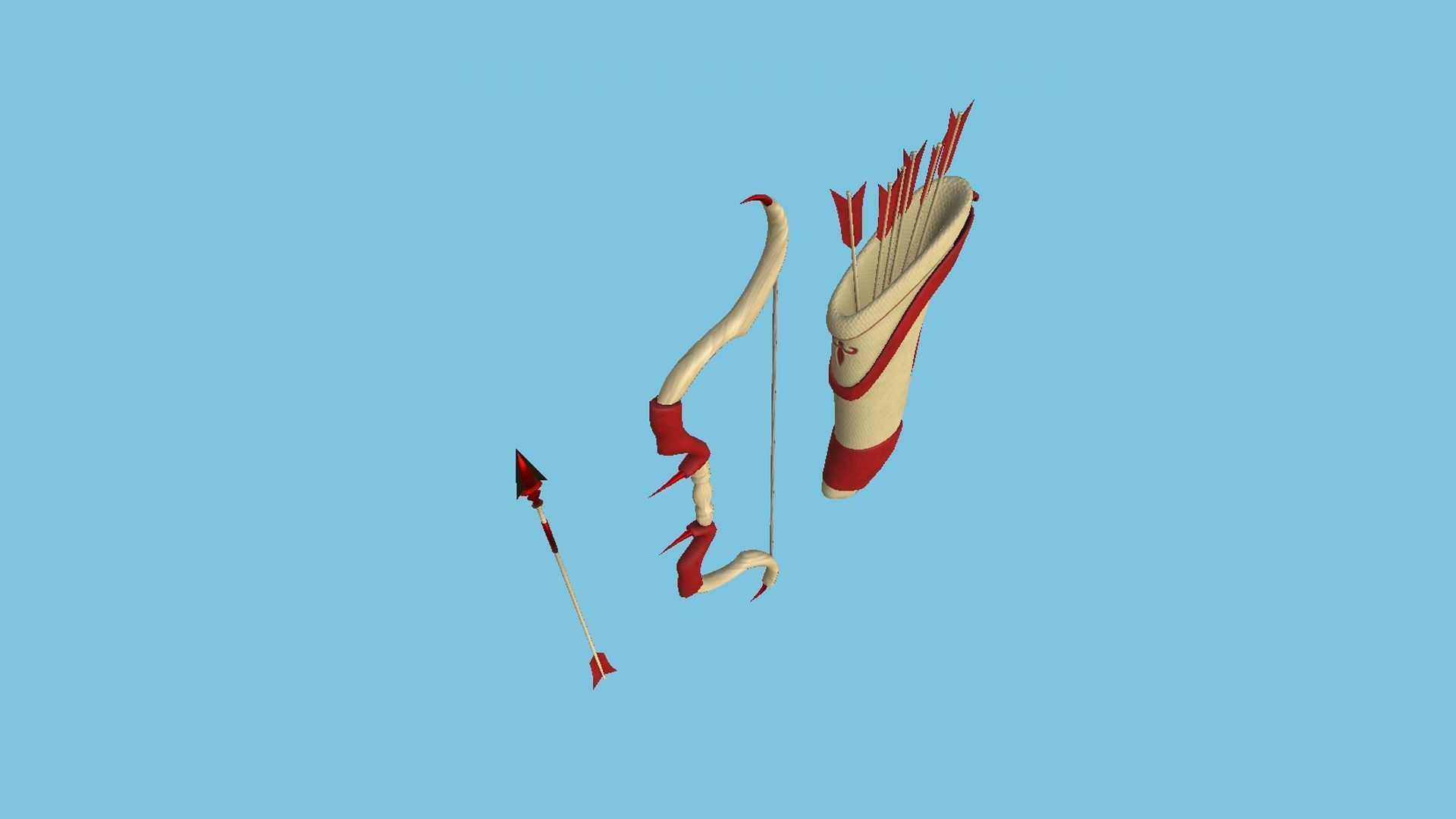 08 Archer Bow Set - Quiver Fantasy Weaponry 3D Model Collection_24