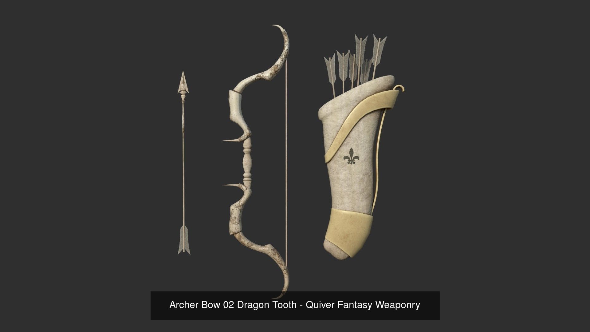 08 Archer Bow Set - Quiver Fantasy Weaponry 3D Model Collection_2