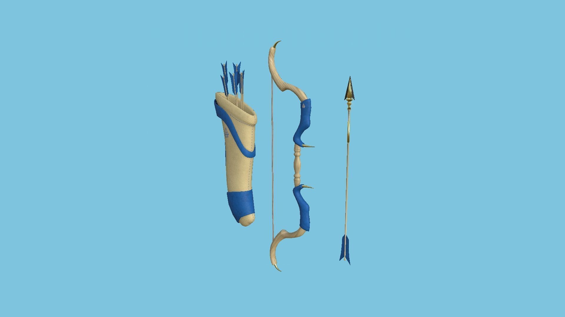 08 Archer Bow Set - Quiver Fantasy Weaponry 3D Model Collection_33