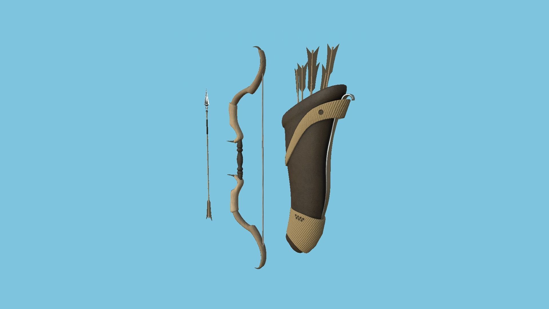 08 Archer Bow Set - Quiver Fantasy Weaponry 3D Model Collection_36
