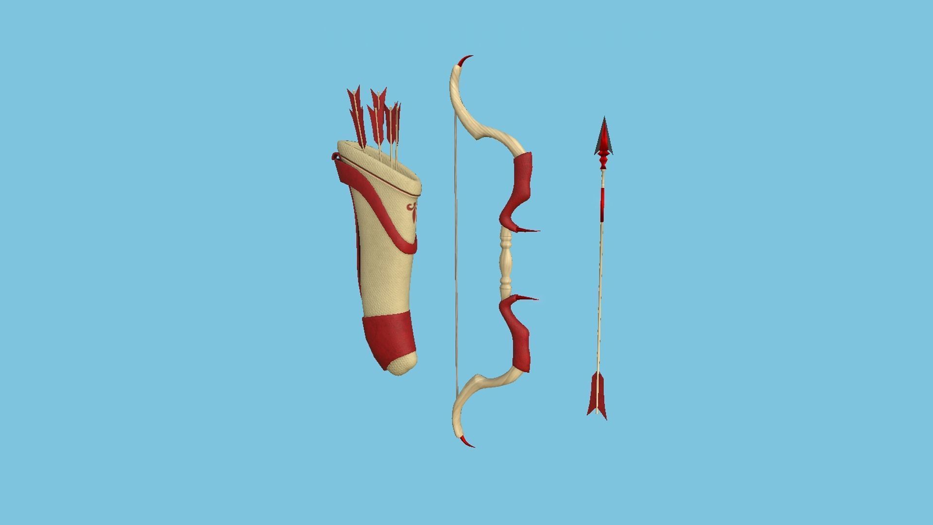08 Archer Bow Set - Quiver Fantasy Weaponry 3D Model Collection_40