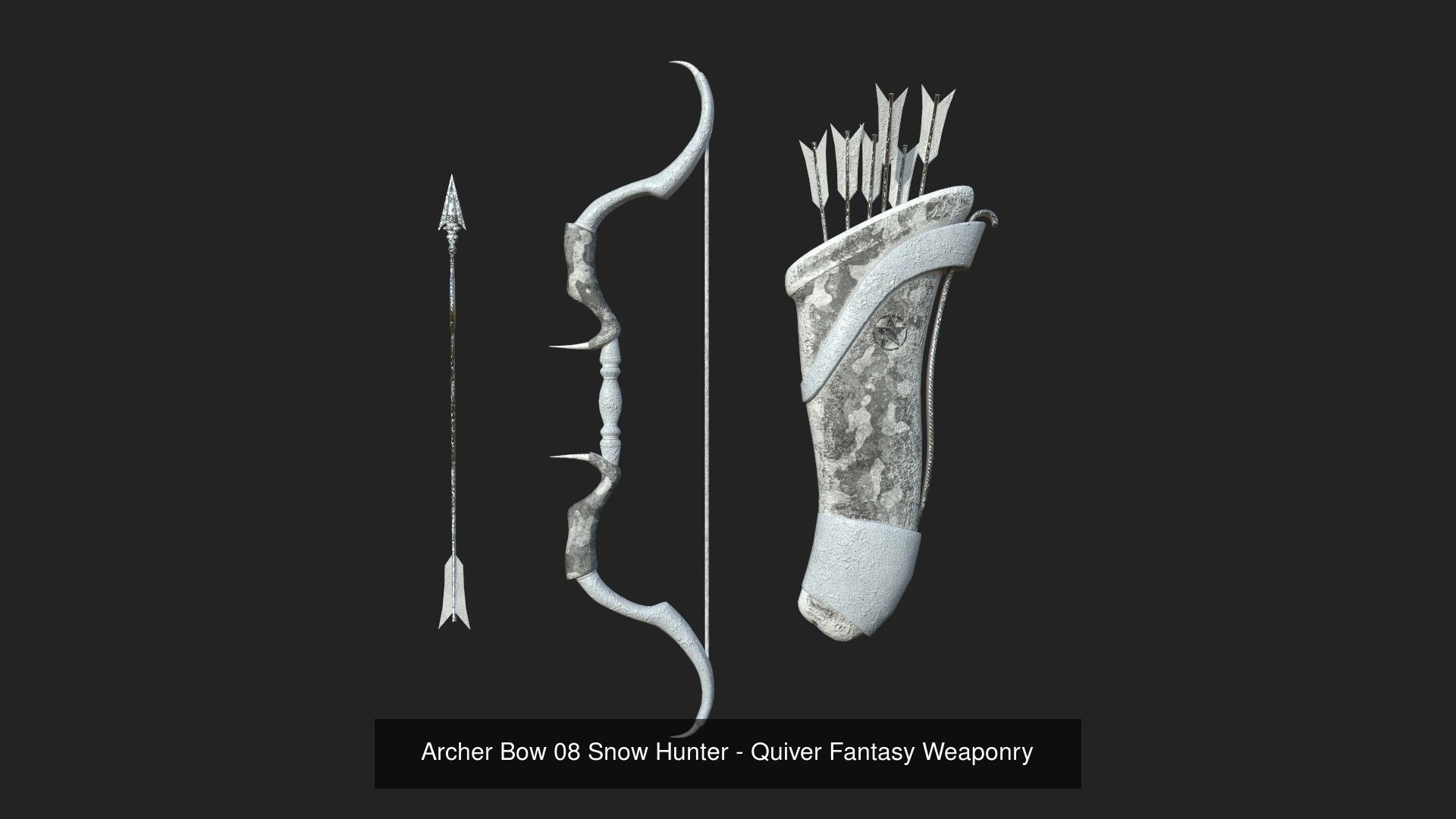 08 Archer Bow Set - Quiver Fantasy Weaponry 3D Model Collection_8