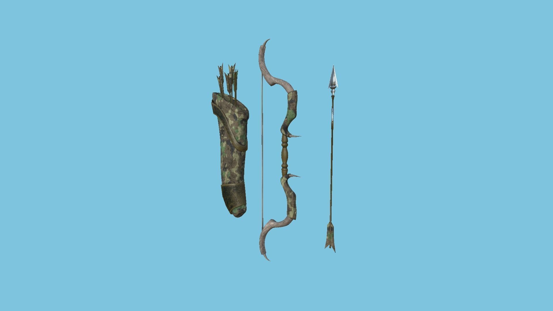 08 Archer Bow Set - Quiver Fantasy Weaponry 3D Model Collection_19