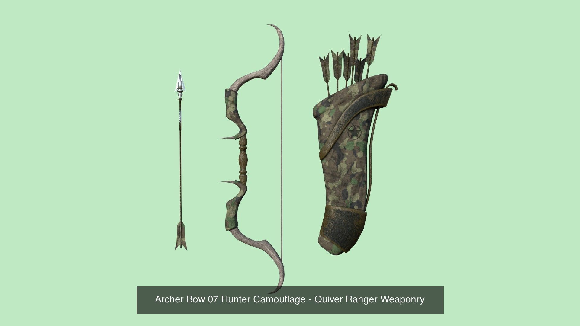 08 Archer Bow Set - Quiver Fantasy Weaponry 3D Model Collection_7